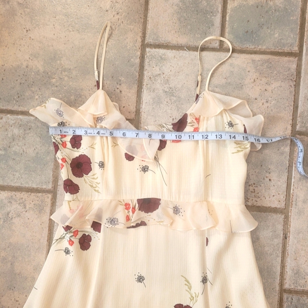 Joie Cassiel Floral Ruffle Maxi Dress Sz  Silk Sz 4 Boho Wedding Guest - Picture 9 of 13